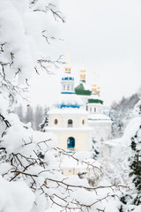orthodox church in winter covered with snow