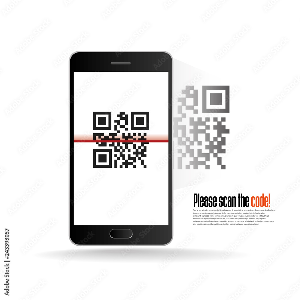 Poster qr code scanning with mobile phone realistic