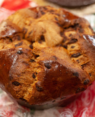 Top view of a panettone