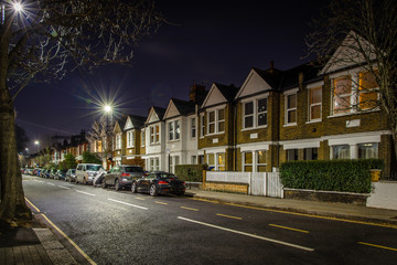 Chiswick suburb in the night, London