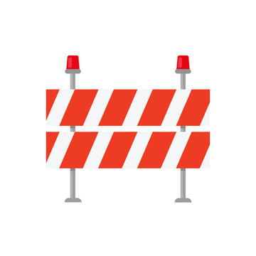Road closed street barrier on road icon. Vector