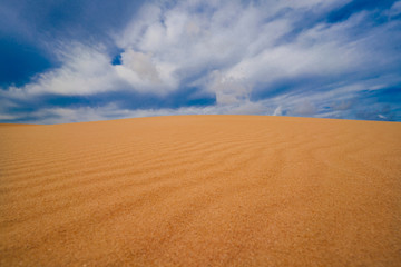 Fototapeta na wymiar Pustynne wydmy z zachmurzonym niebem