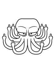 mittelfinger fuck you off wichser beleidigung zeichen design böser oktopus krake kopffüßer kalmar tentakel tintenfisch unterwasser monster comic cartoon clipart lustig meer wasser tauchen fisch © Style-o-Mat-Design