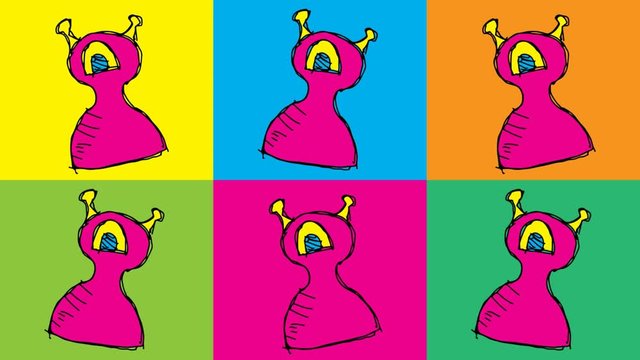 kids drawing pop art seamless background with theme of one eye monster