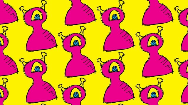 kids drawing pop art seamless background with theme of one eye monster