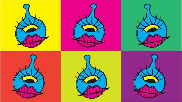kids drawing pop art seamless background with theme of one eye monster