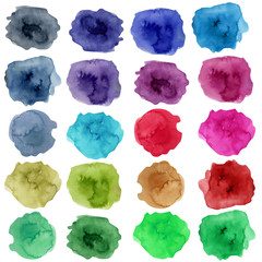 Watercolor stain collection, bright color elements