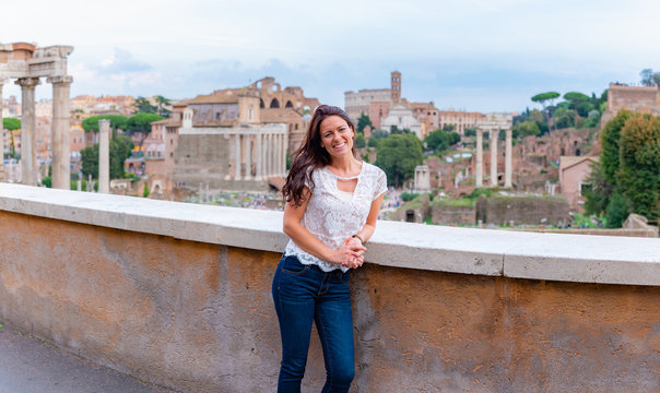 Traveler in Rome Italy during the day
