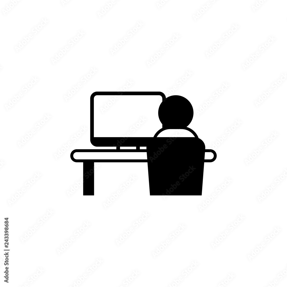 Poster man computer icon. element of harmful things icon for mobile concept and web apps. detailed man comp