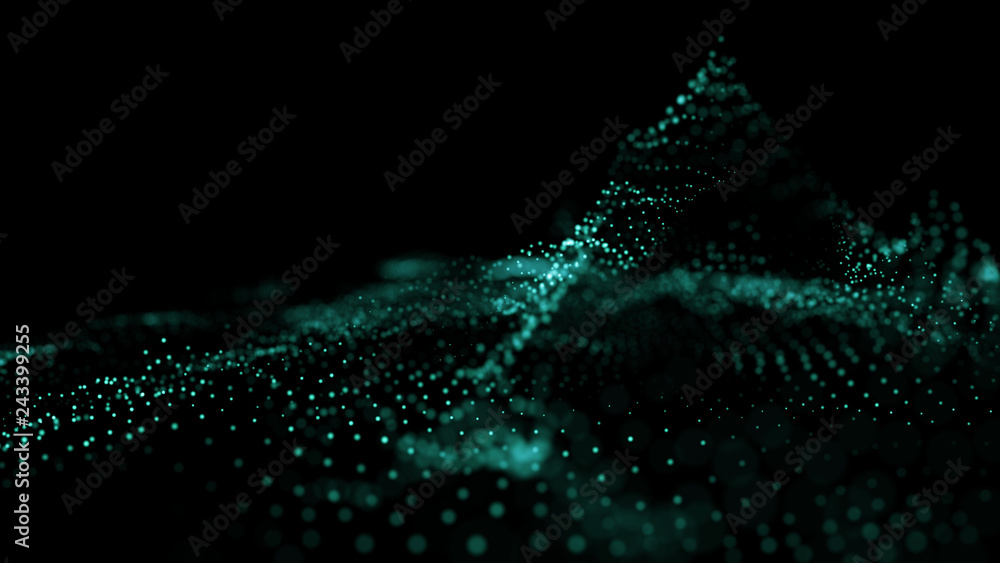 Poster big data visualization 3d. digital background. data threads plot. big data. abstract 3d big data vis