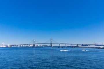 (神奈川県ｰ都市風景)横浜大桟橋から見るベイブリッジ側風景