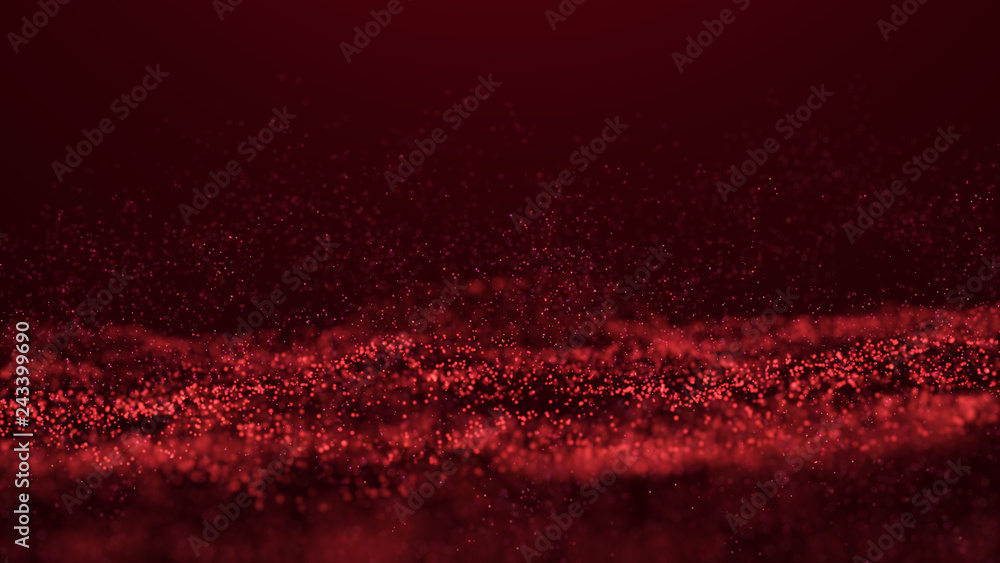 Poster wave glow. wave of particles. wave 3d. 3d rendering. futuristic dots background with a dynamic wave.