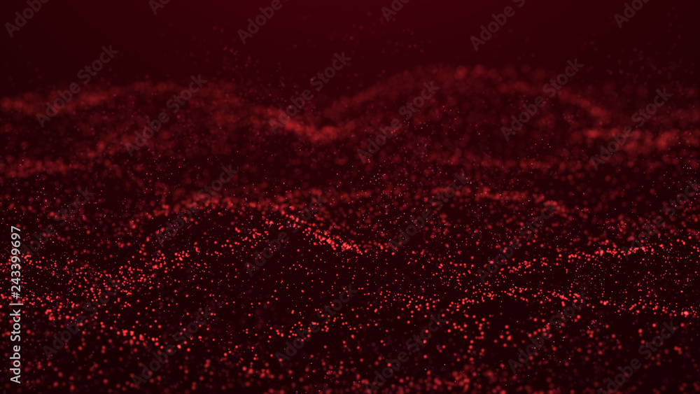 Poster wave glow. wave of particles. wave 3d. 3d rendering. futuristic dots background with a dynamic wave.