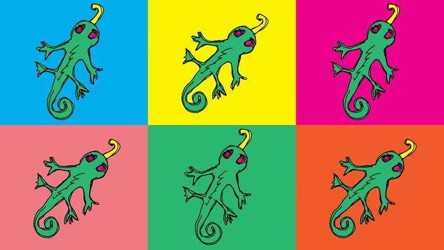kids drawing pop art seamless background with theme of chameleon