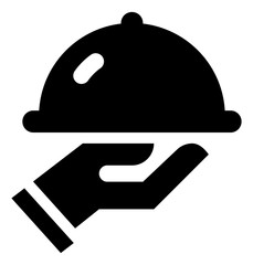 Fototapeta premium Hand Holding Food Tray Vector Icon