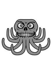 horror halloween gruselig böser oktopus krake kopffüßer kalmar tentakel tintenfisch unterwasser monster comic cartoon clipart lustig design meer wasser tauchen fisch © Style-o-Mat-Design