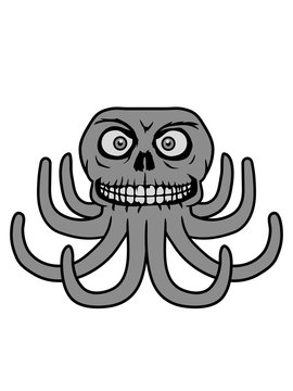 horror halloween gruselig böser oktopus krake kopffüßer kalmar tentakel tintenfisch unterwasser monster comic cartoon clipart lustig design meer wasser tauchen fisch
