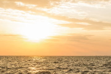 idyllic romantic sunset above sea water surface horizon line picturesque landscape wallpaper post card pattern concept photography