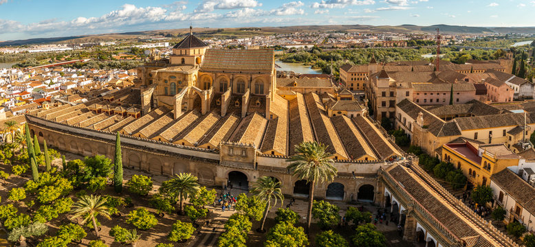 Old amazing Moorish Mosque Cathedral from above in Cordoba, Spain