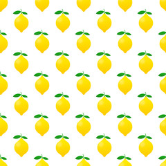 Lemon pattern. Yellow lemon vector illustration isolated on white background.