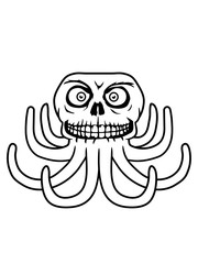 halloween horror gruselig böser oktopus krake kopffüßer kalmar tentakel tintenfisch unterwasser monster comic cartoon clipart lustig design meer wasser tauchen fisch © Style-o-Mat-Design