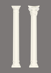 Cream classic columns set isolated, architectural elements set © Alevtina