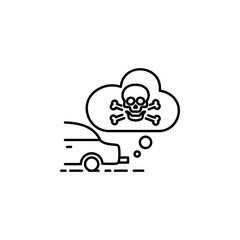 Car, toxic, skull icon. Element of car harmful gases icon for mobile concept and web apps. Detailed Car, toxic, skull icon can be used for web and mobile
