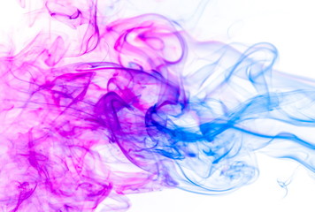 Colored smoke on white background