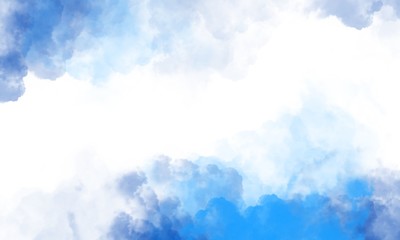 Abstract painting blue sky with white clouds