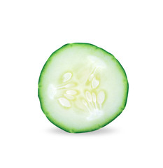 Fresh juicy slice cucumber isolated on white background, clipping path