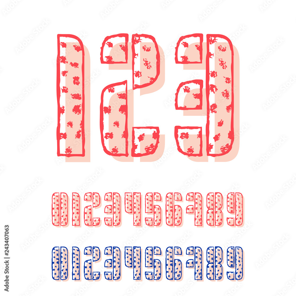 Poster set of ten numbers form zero to nine with offset printing effect. retro typography, number design el