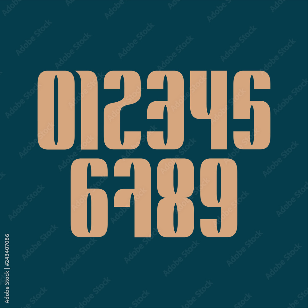 Poster set of ten numbers form zero to nine, number design elements