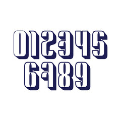 Set of ten numbers form zero to nine with shadow, number design elements