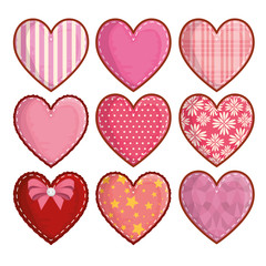 set hearts decoration and symbol of romance