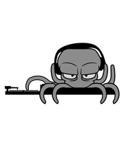 dj pult mischpult auflegen platte vinyl musik party feiern club disko tanzen oktopus krake kopffüßer kalmar tentakel tintenfisch monster comic cartoon clipart lustig © Style-o-Mat-Design