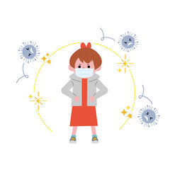 ウイルスから身を守る　こども　イラスト