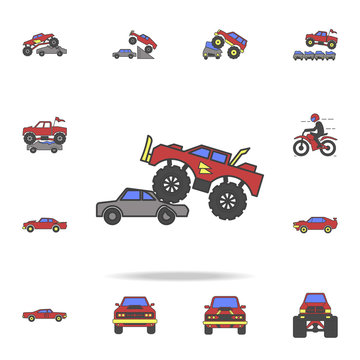 motorcycle field coloricon. Detailed set of color big foot car icons. Premium graphic design. One of the collection icons for websites, web design, mobile app