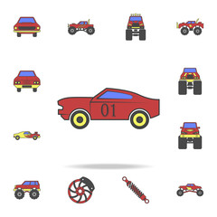 Fototapeta premium racing muscle car field coloricon. Detailed set of color big foot car icons. Premium graphic design. One of the collection icons for websites, web design, mobile app