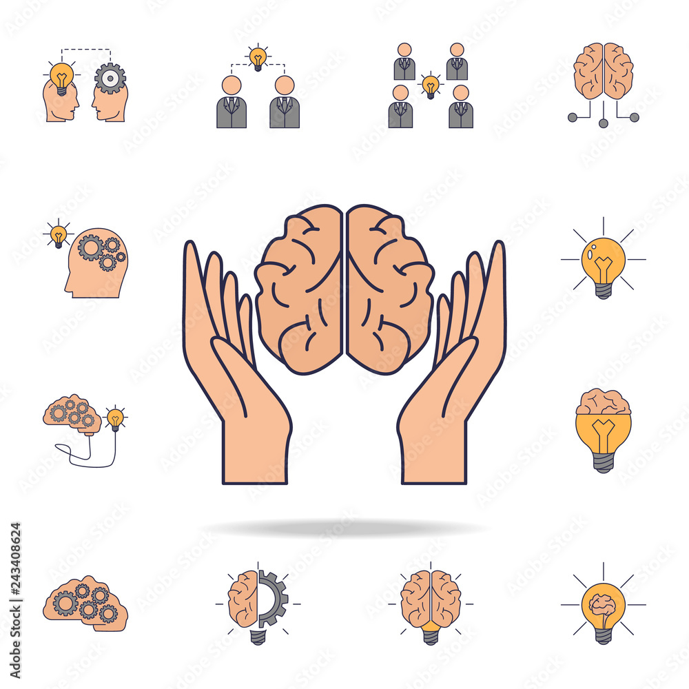 Poster arms and brain fild color icon. detailed set of color idea icons. premium graphic design. one of the