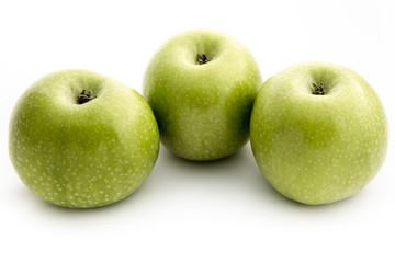 Green apples isolated on white background