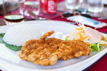 deep fried pork with rice