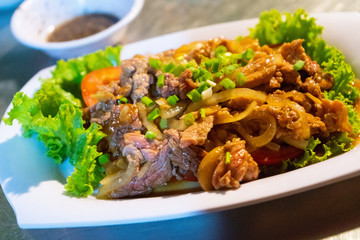 Obraz premium “Lok Lak” traditional recipe from Cambodia