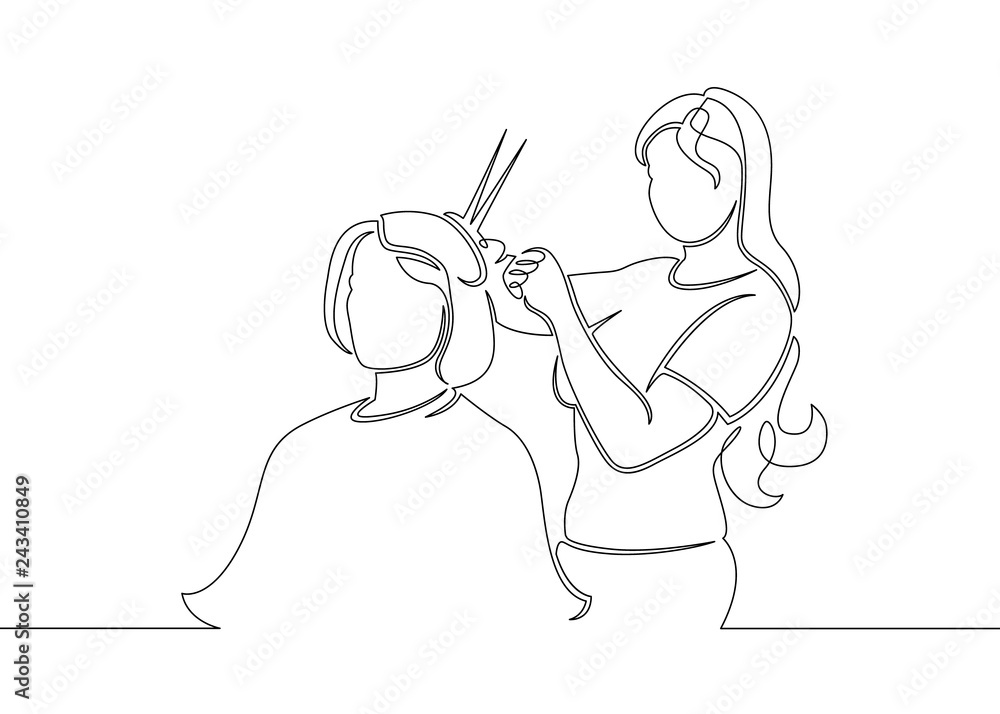 Wall mural  drawn line art doodle hairdresser