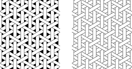Outline Seamless weave rattan pattern, vector art
