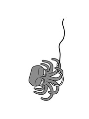 angeln fischen haken angel schnur gefangen böser oktopus krake kopffüßer kalmar tentakel tintenfisch unterwasser monster comic cartoon clipart lustig design meer wasser tauchen fisch © Style-o-Mat-Design