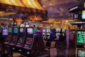 Casino machines in the entertainment area at night