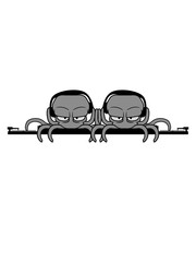 2 freunde team paar mischpult dj pult auflegen platte vinyl musik party feiern club disko tanzen oktopus krake kopffüßer kalmar tentakel tintenfisch monster comic cartoon clipart lustig © Style-o-Mat-Design