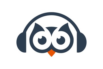 abstract owl music headphone logo icon
