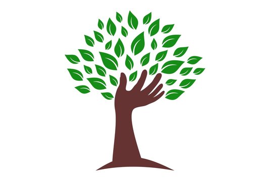 abstract tree hand logo icon