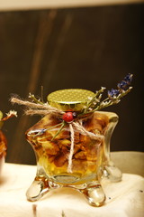  Jar of honey with walnuts